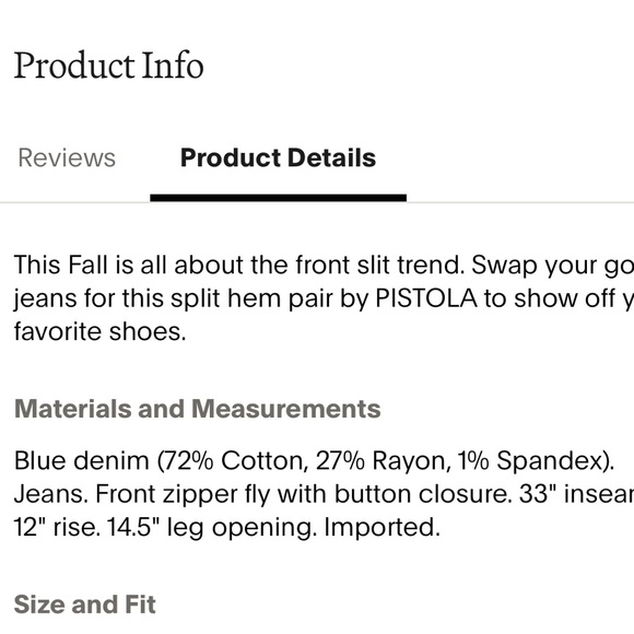 Pistola The Colleen split hem Jean 26 $170 - Picture 7 of 15